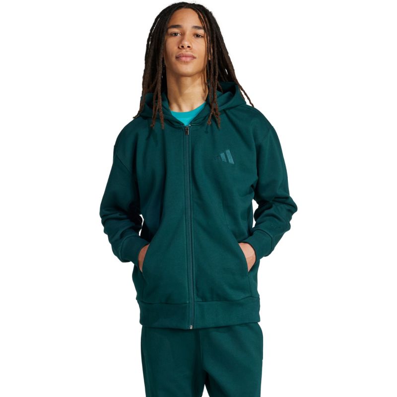 adidas Men's ALL SZN Fleece Full-Zip Sweatshirt Green JX5101 General