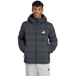 Men's adidas Helionic Climawarm Stretch Hooded Down Black JN2114 fekete kabát