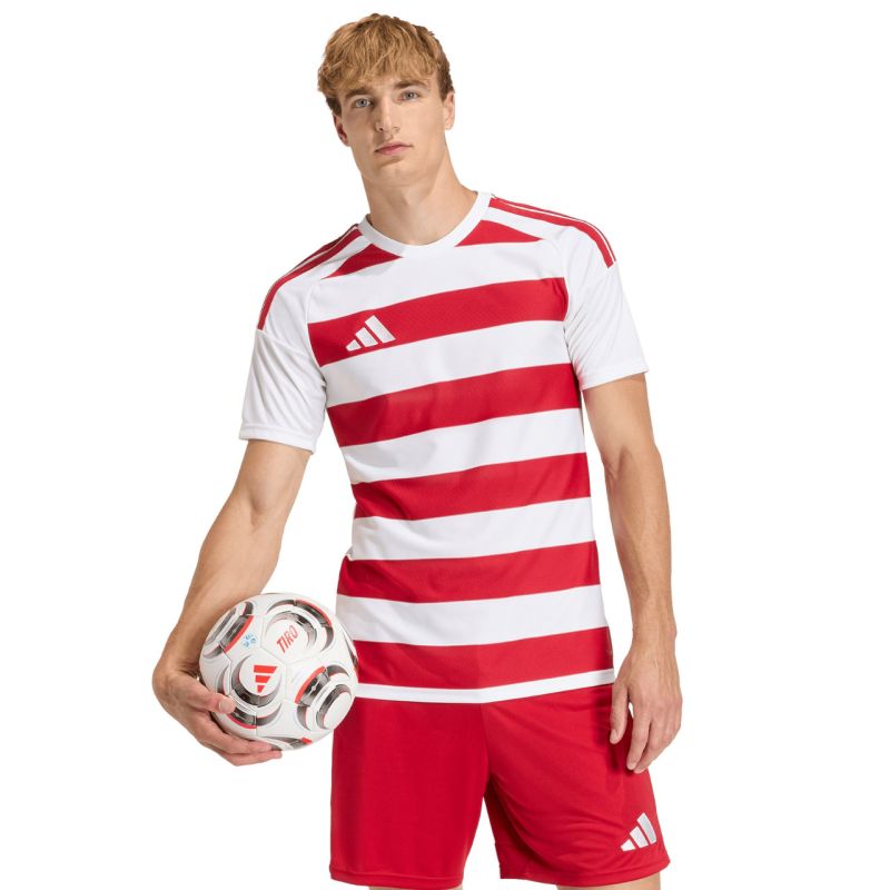 Adidas Men's Hooped 26 Jersey White-Red piros férfi póló KF3388