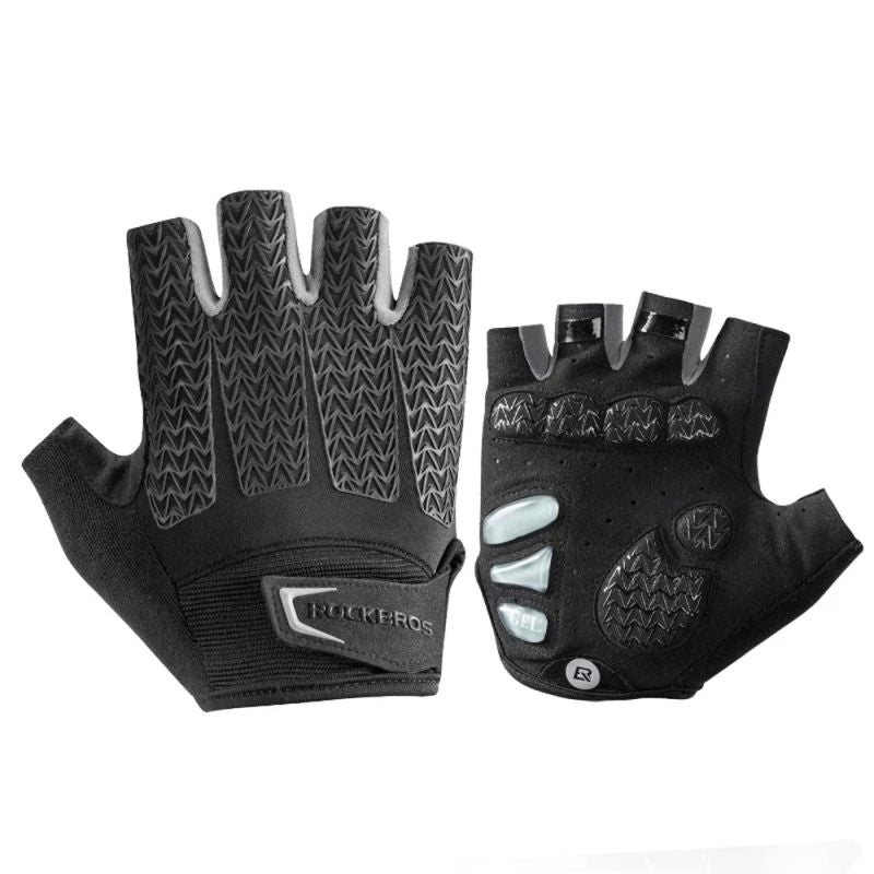 Rockbros M cycling gloves with gel inserts - gray m \ czarny || szary kesztyű