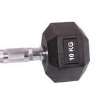 Enero HEX RUBBER Dumbbell 10 KG FIT fekete dumbbell, strength training equipment, training equipment