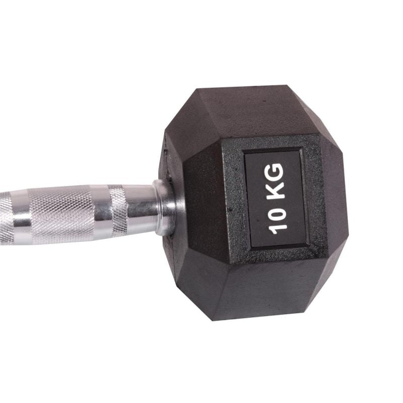 Enero HEX RUBBER Dumbbell 10 KG FIT fekete dumbbell, strength training equipment, training equipment