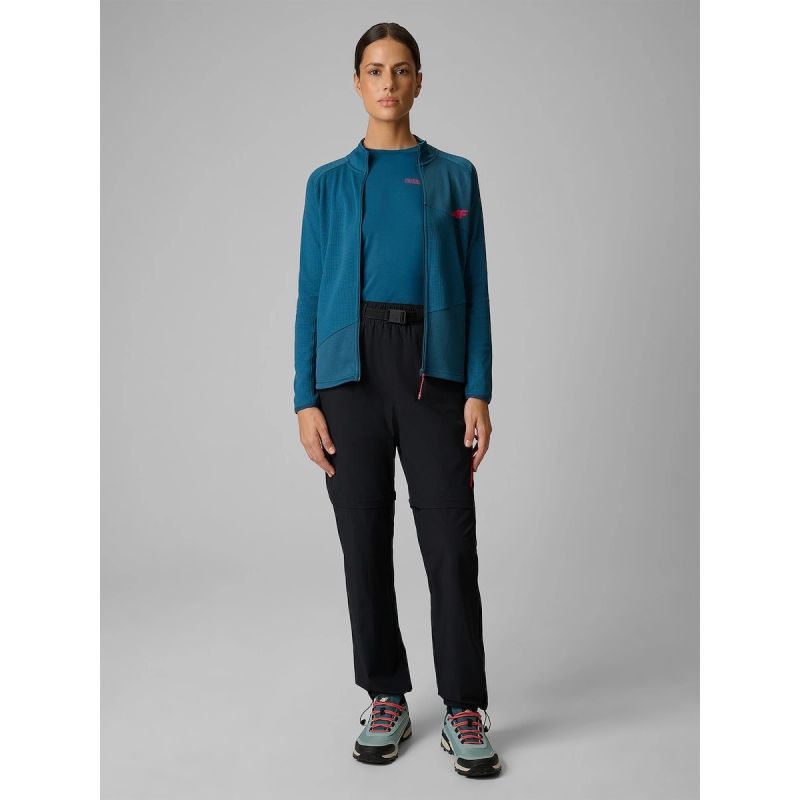 Women's slim trekking sweatshirt without hood 4F