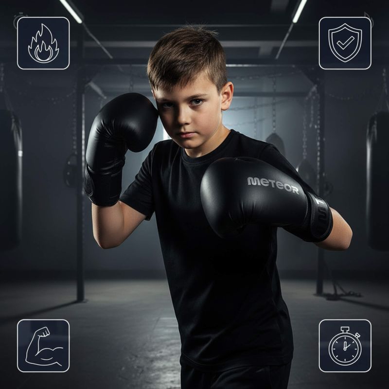 Meteor 4 oz Training Boxing Gloves, Velcro, PU uniw kesztyű