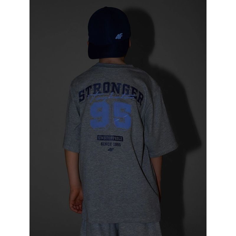 Boy's loose T-shirt with print 4F 4FJRSS26TTSHM3465-27M 158/164 shirts