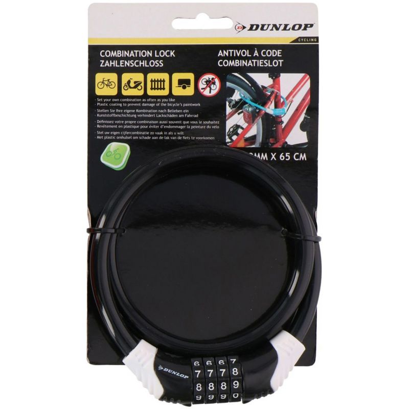 Dunlop spiral bicycle lock with code fekete kiegészítő 1042800