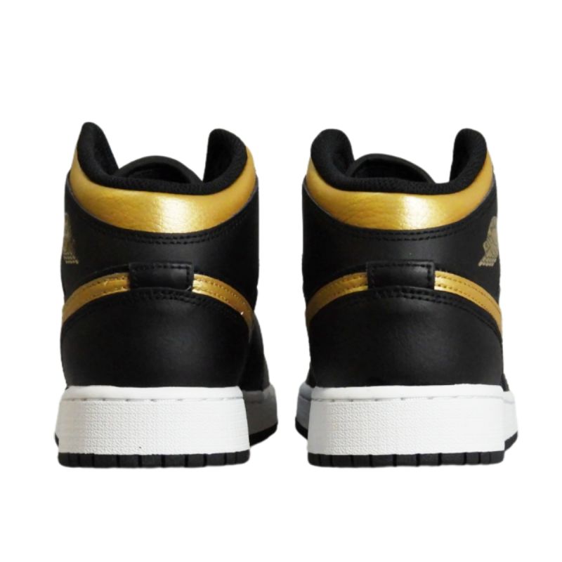 AIR Jordan 1 Mid Junior (GS) Basketball Black/Metallic Gold - arany cipő