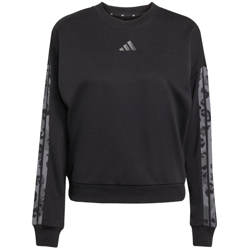 adidas Women's Animal Print 3-Stripes French Terry Sweatshirt Black JM1835 General
