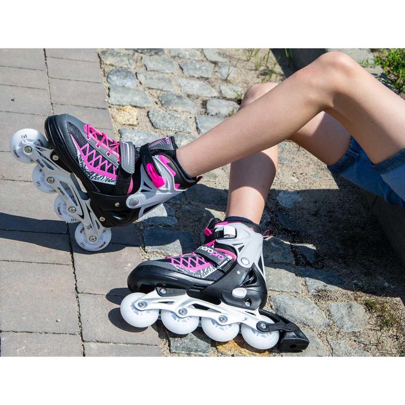 Enero Pro Roller Skates-Roller Skates-Ice Skating 4in1 Led 26-29 Pink-Gray szürke skates, roller skates