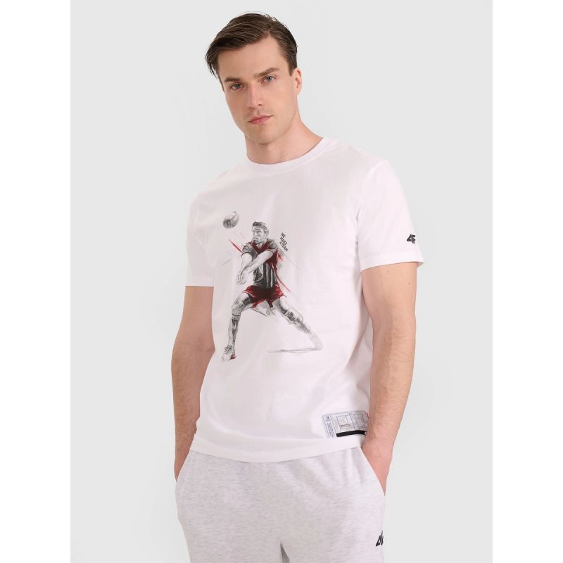 Men's regular t-shirt with volleyball print 4F 4FRAW25TTSHM3237-10S 3xl póló