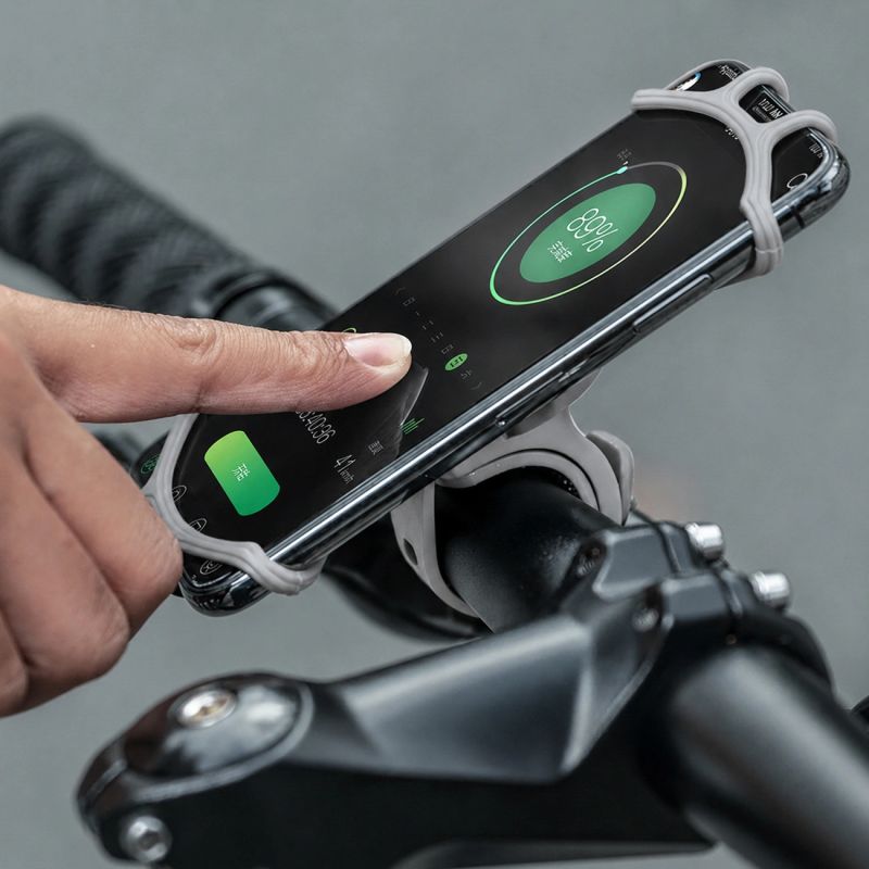 Rockbros LF436 Handlebar Clamp Phone Holder - Gray szary phones and accessories