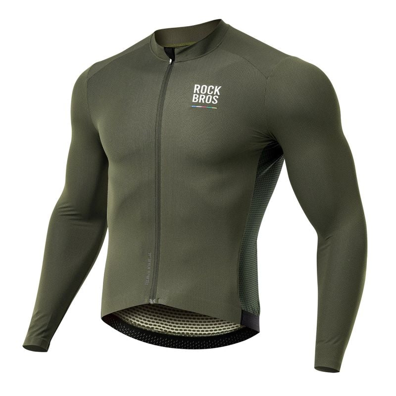 Rockbros 15220003003 ROAD TO SKY men's cycling jersey long sleeve - green zöld póló