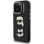 Karl Lagerfeld FW Grained Karl & Choupette Heads Pins Case for iPhone 16 Pro Max - fekete telefontok