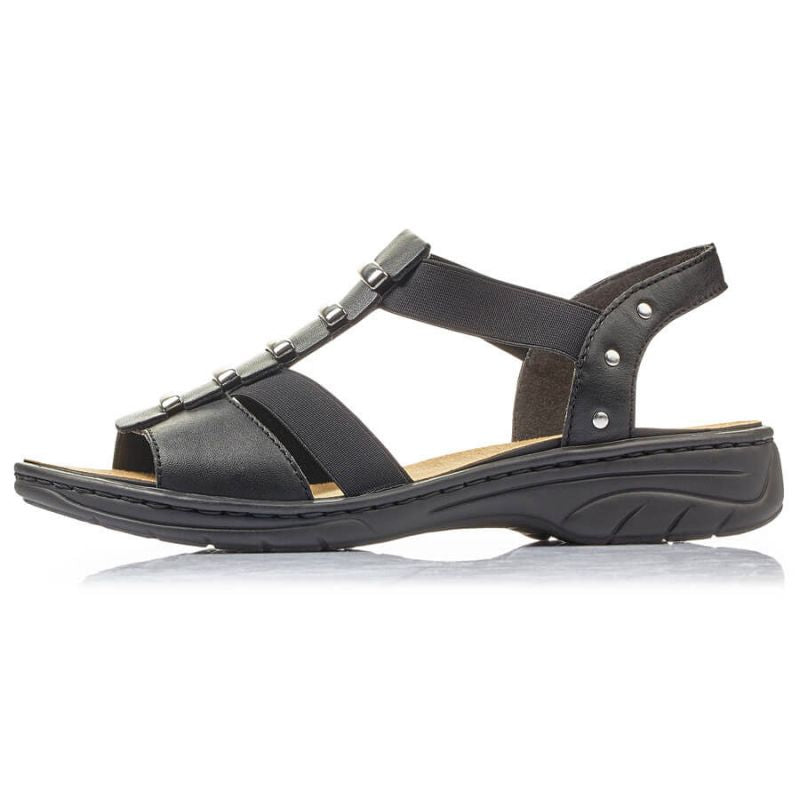 Black leather Roman sandals Rieker W fekete utcai cipő