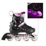NH10905 4in1 PINK LED SIZE S(31-34) ROLLER SKATES WITH DIMENSIONAL HOCKEY BLADE NILS EXTREME rózsaszín sípcsontvédő