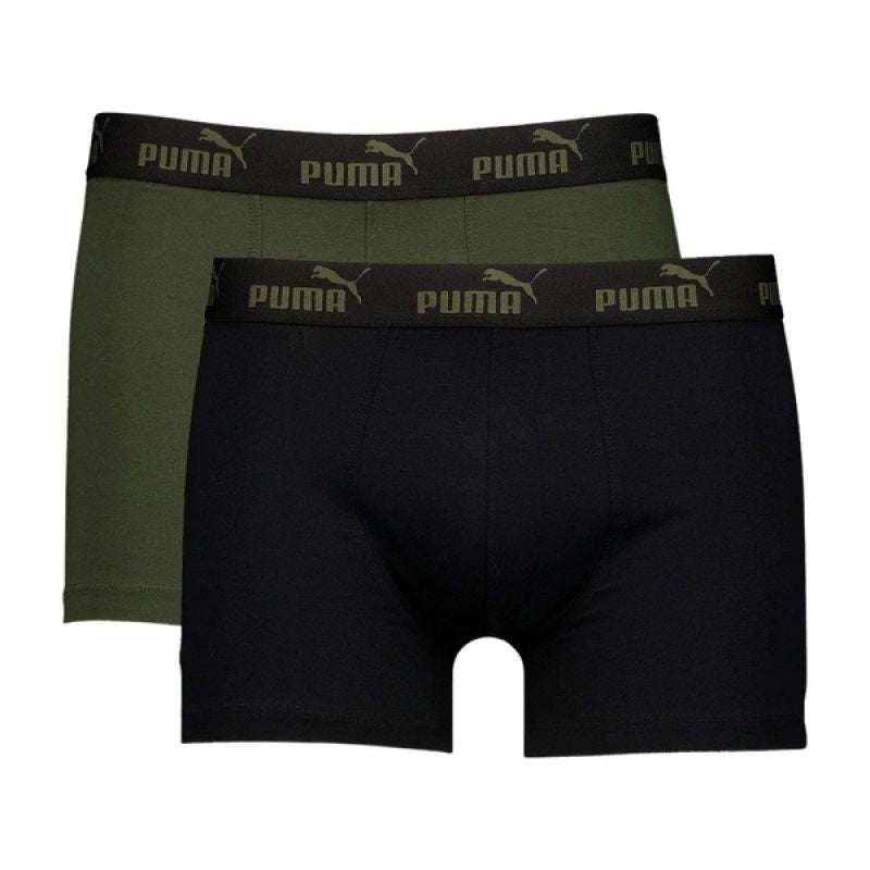 Puma Men's Boxer Briefs 2-Pack Khaki Black Comfortable Cotton fekete alsónemű