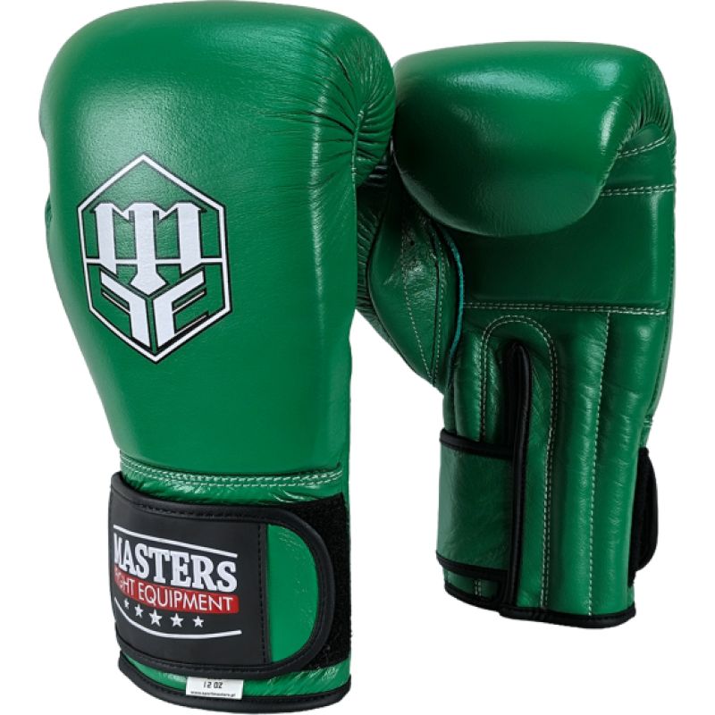 MASTERS FIGHT EQUIPMENT RBT-GREENSTRIKE Leather Boxing Gloves 12 oz Green zöld kesztyű 012310-12