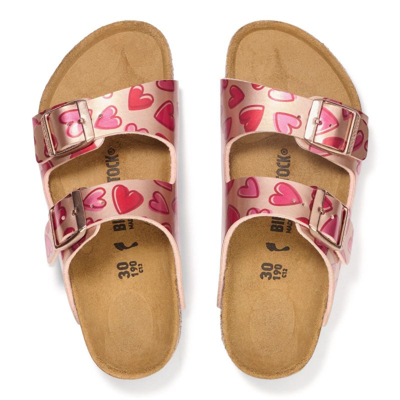 Birkenstock ARIZONA KIDS BS 1030434 ELECTRIC METALLIC COPPER HEARTS flip-flops (standard width)