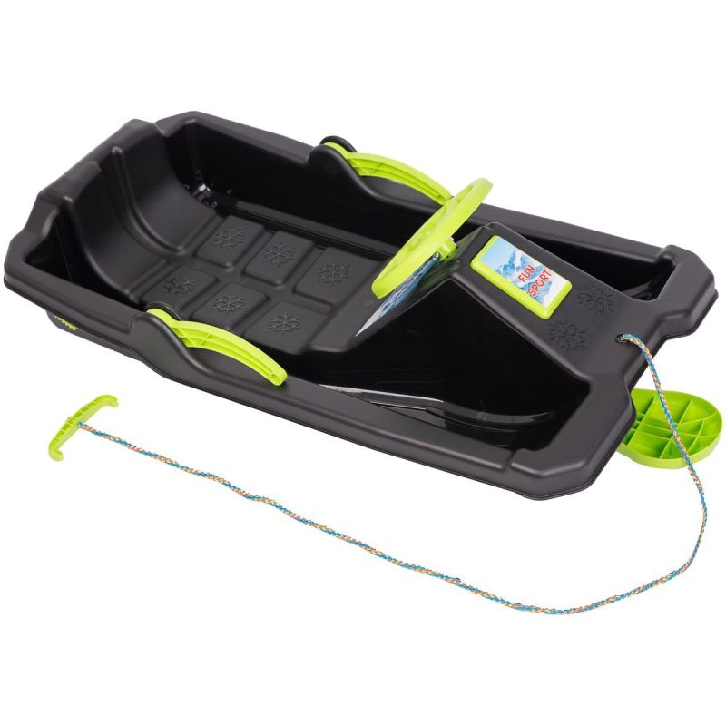 Enero PLASTIC SLED WITH BRAKE AND HANDLEBAR ADAŚ BLACK WITH GREEN fekete sportfelszerelés GSP-1064765