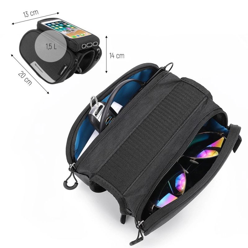 Wozinsky frame bike + detachable phone cover up to 6.5 "1.5l black ( ) fekete táska 304004-50809