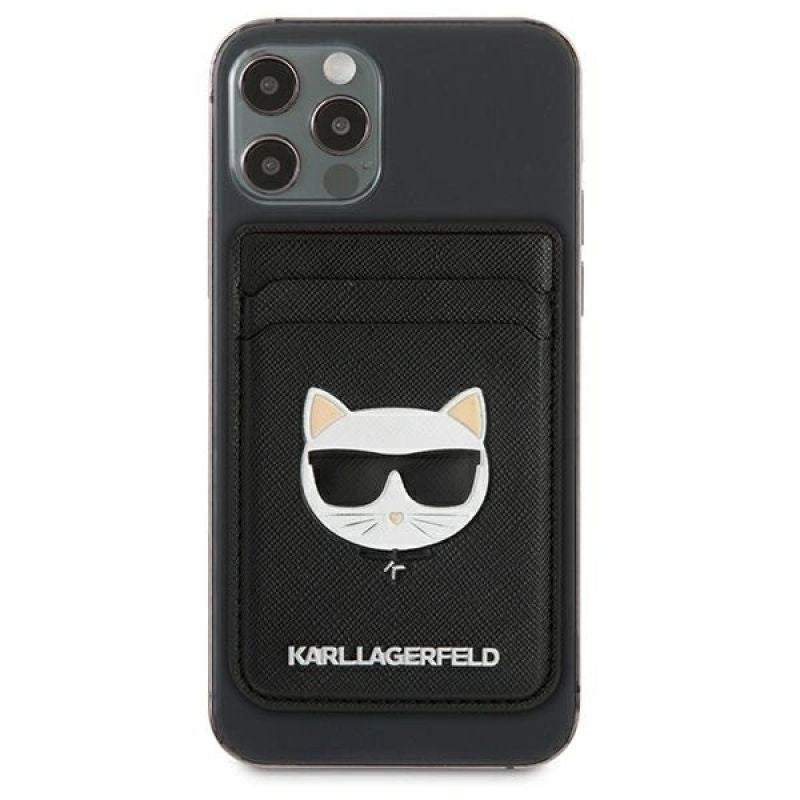 Karl Lagerfeld Wallet CardSlot Saffiano Choupette Head MagSafe Magnetic Phone Wallet - fekete telefontok