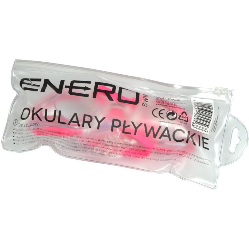 Enero Pink Swimming Goggles With Plugs rózsaszín goggles, training equipment