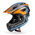 Rockbros TT- children's bicycle helmet with removable chinbar, size M - black and orange czarny || pomarańczowy \ m helmets, martial arts equipment