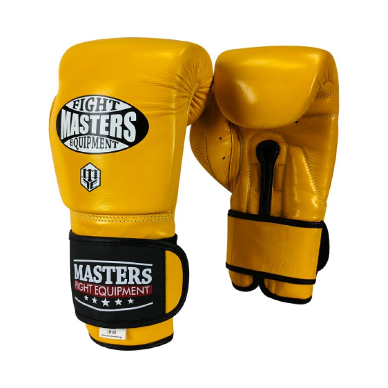 MASTERS FIGHT EQUIPMENT RBT-MEX Leather Boxing Gloves 12 oz Yellow sárga kesztyű 012204-12