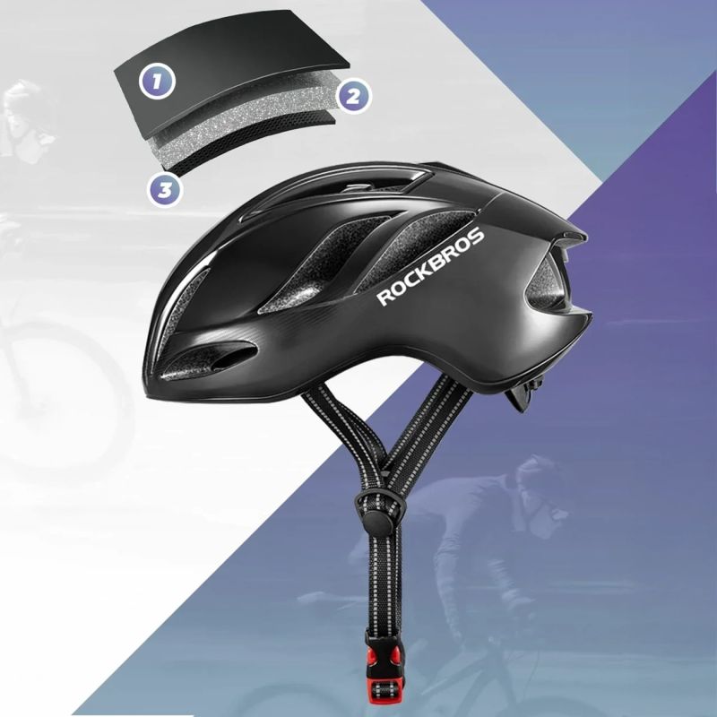 Rockbros TS-42 lightweight bicycle helmet 58-62 cm - titanium tytanowy lights