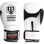 MASTERS FIGHT EQUIPMENT MASTERS RBT-PERFECT-GRIP Leather Boxing Gloves 12 oz biało - czarne kesztyű 01587-12-0105