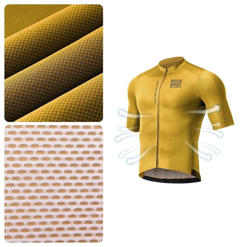 Rockbros 15120014024 ROAD TO SKY men's cycling jersey short sleeve M - yellow m \ żółty póló