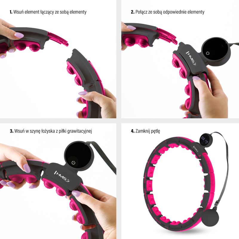 HMS Hhm16 Hula Hop Black/Pink With Magnets And Weight + Counter rózsaszín edzéssegítő 17-44-586