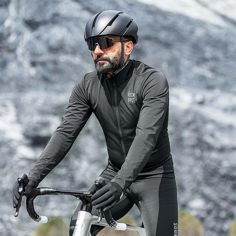 Rockbros ROAD TO SKY windproof insulated cycling jersey L - black l \ czarny pulóver