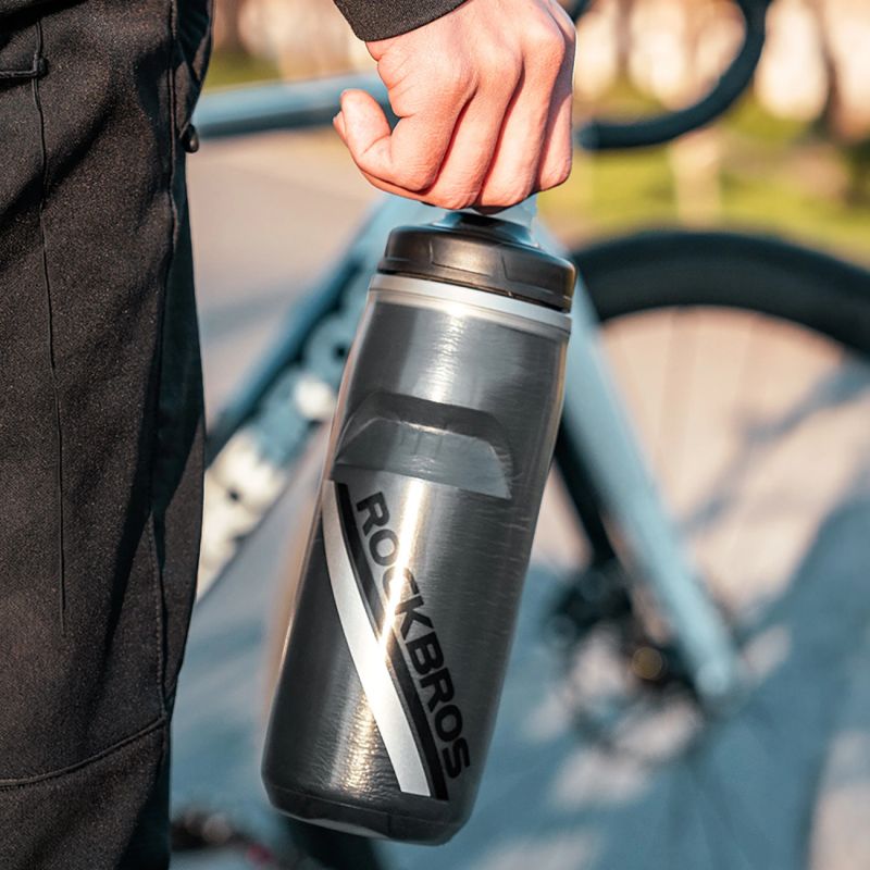 Rockbros Thermal Bike Bottle 620 ml BPA Free - Gradient Black fekete water bottles, training equipment, tourist equipment