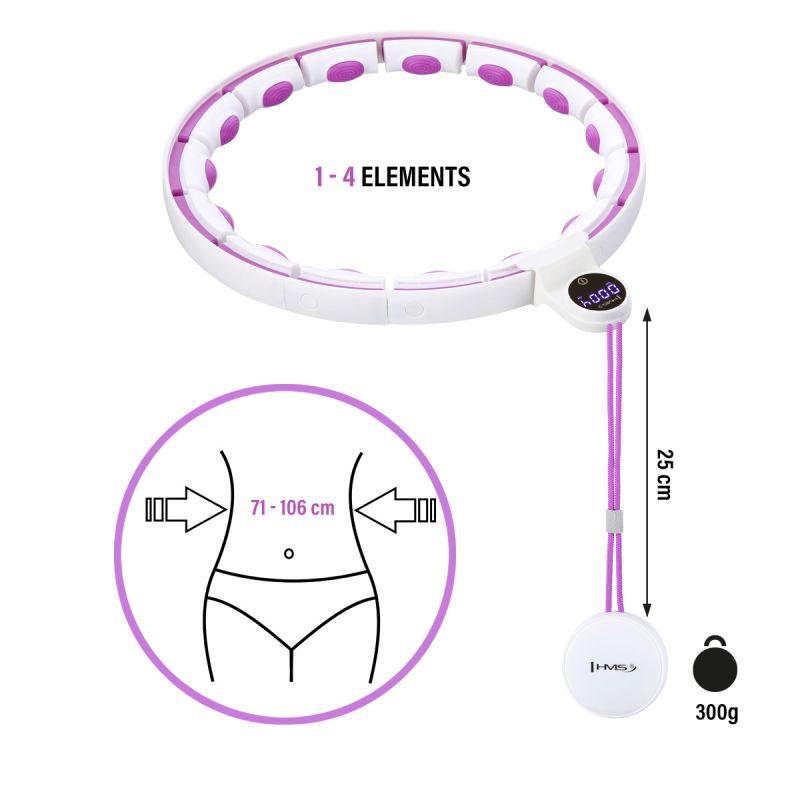 HMS Hhm17 Hula Hop White/Violet With Magnets And Weight + Counter fehér edzéssegítő 17-44-588