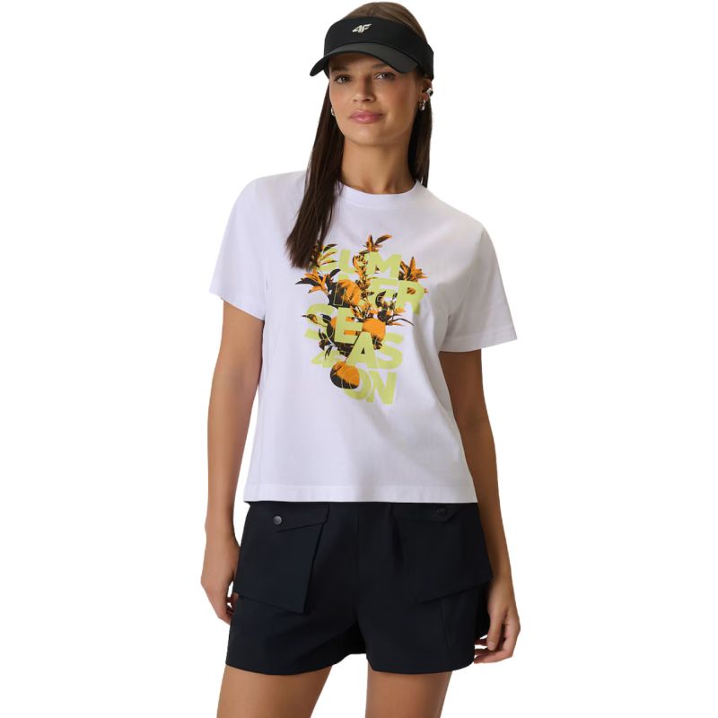 4F Women's T-shirt F2721 white 10S fehér póló 4FWSS26TTSHF272110S