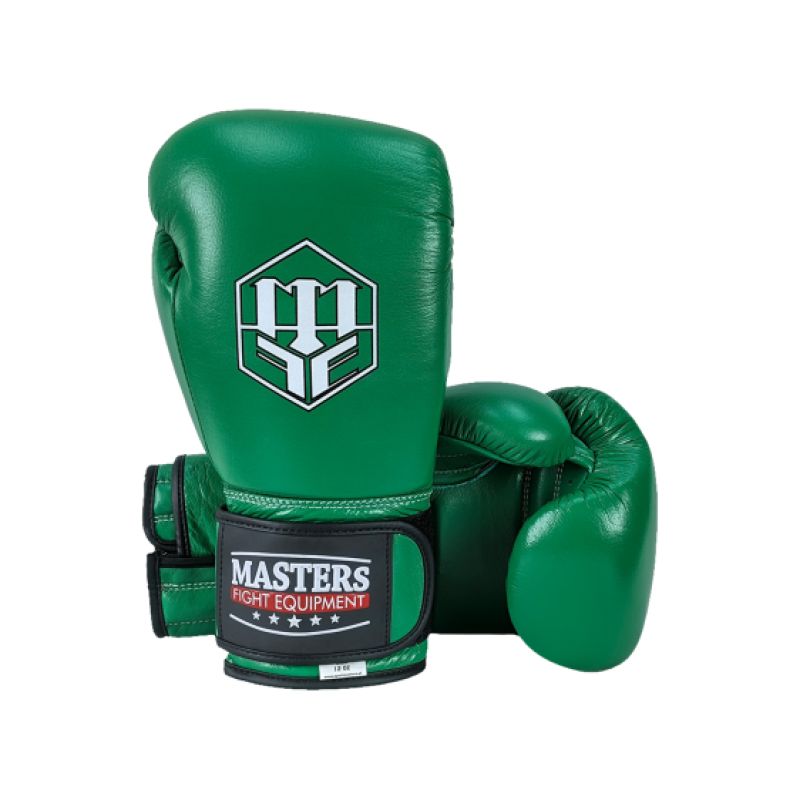 MASTERS FIGHT EQUIPMENT RBT-GREENSTRIKE Leather Boxing Gloves 12 oz Green zöld kesztyű 012310-12