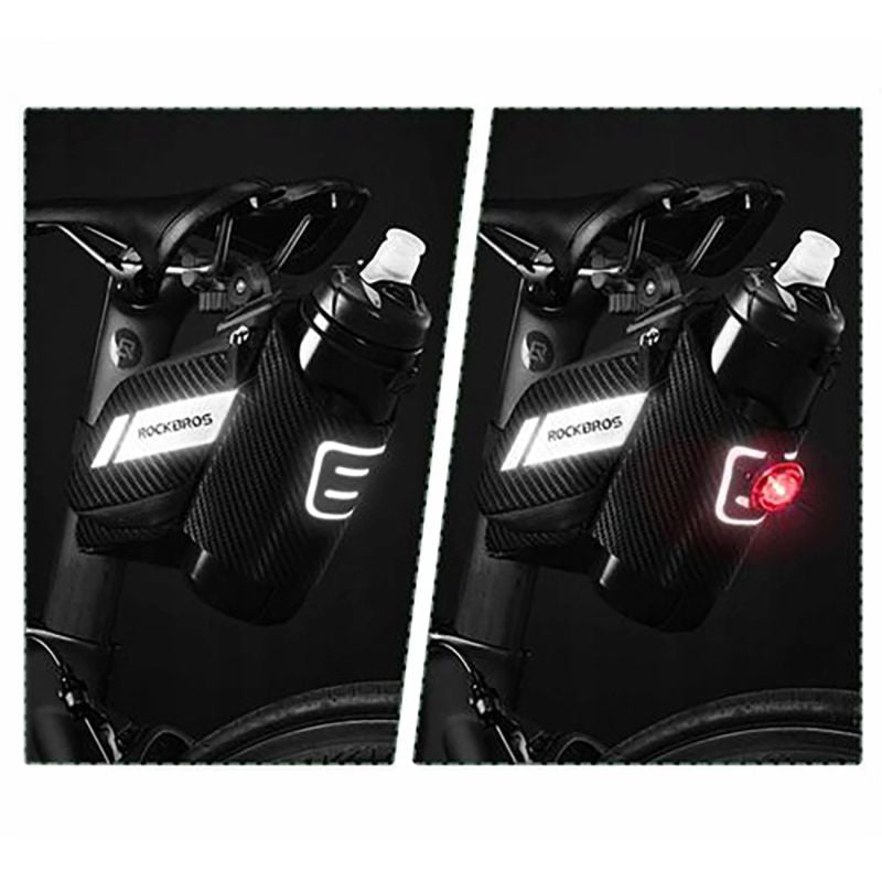 Rockbros C32BK saddle bag 1.5 l with water bottle pocket - black fekete water bottles, training equipment, bags