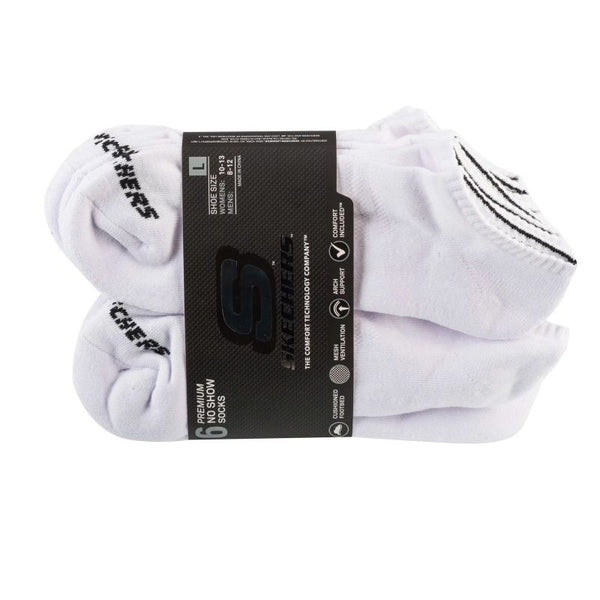 Skechers 6pk Unisex 1/2 Terry Crew Socks S118210-WHT White 41-46 General