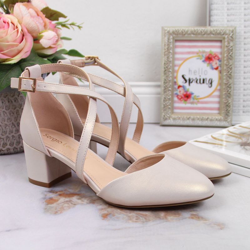 Sergio Leone W SK365B strappy sandals in pearl beige bézs utcai cipő