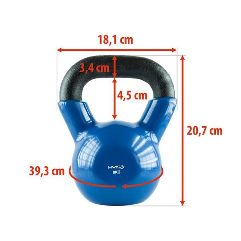 HMS KNV08 BLUE vinyl-coated cast iron kettlebell kék fejpánt 17-64-042