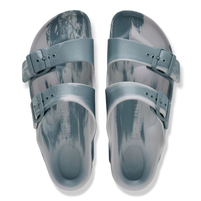 Birkenstock women's ARIZONA EVA BASALT GRAY/STONE COIN MULTI flip-flops (narrow width)
