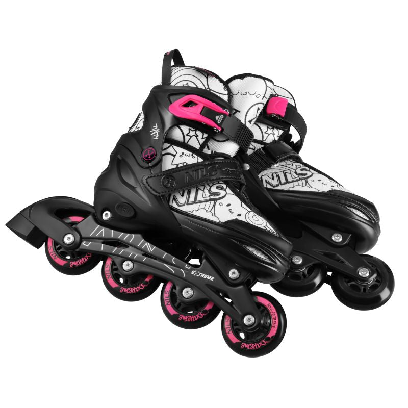 NH10907 4in1 ROLLER SKATES WITH EXTENDED HOCKEY BLADES TINTS PINK SIZE M (35-38) NILS EXTREME rózsaszín görkorcsolya