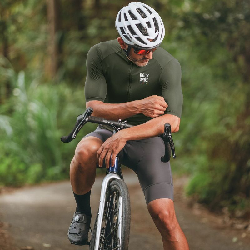 Rockbros 15220004003 ROAD TO SKY men's cycling jersey short sleeve - green zöld póló