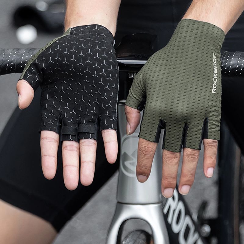 Rockbros Breathable Short Finger Cycling Gloves Size: XL - Green zielony \ xl kesztyű