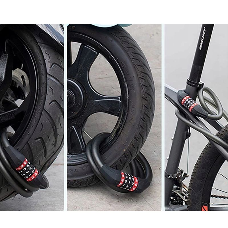 Rockbros bicycle lock with combination 1.8 m - black