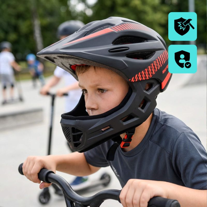 Meteor Lupus S Full-Face Bike Helmet 48-52 cm Black/Red uniw sisak 17893