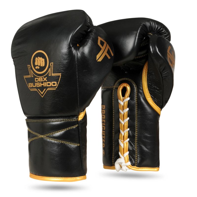 DBX Bushido ProFighter Gold - Legacy Series - Multi-Layer Boxing Gloves bordeaux - wiązane kesztyű