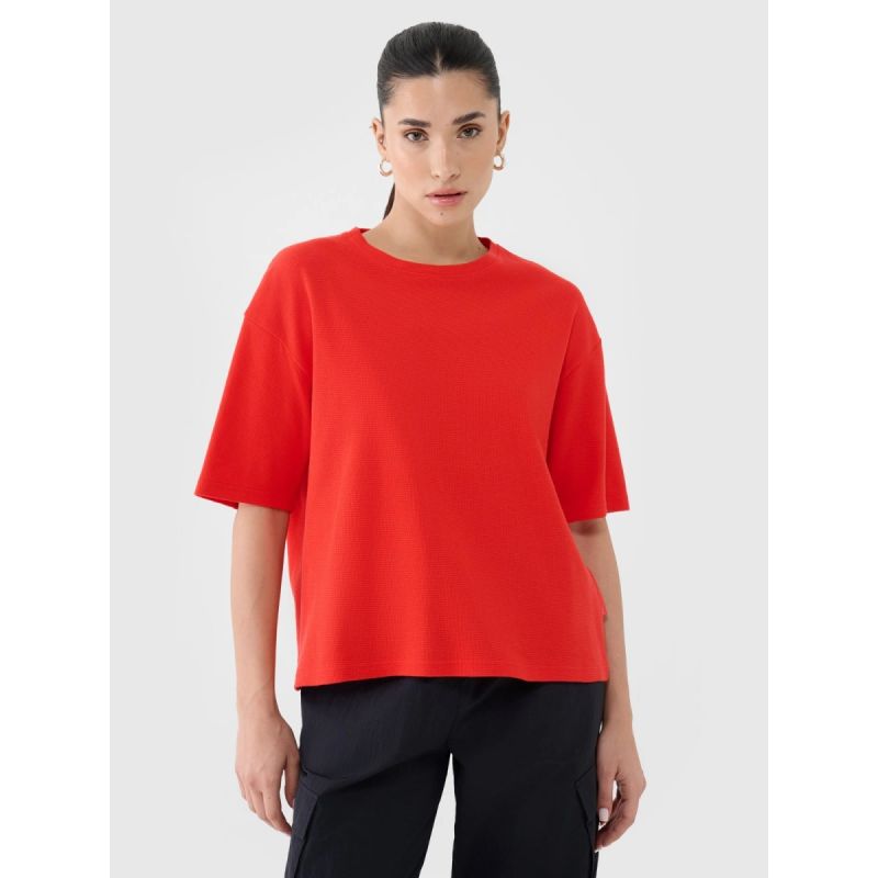 Women's regular waffle knit T-shirt 4F 4FRSS25TTSHF2651-62S póló