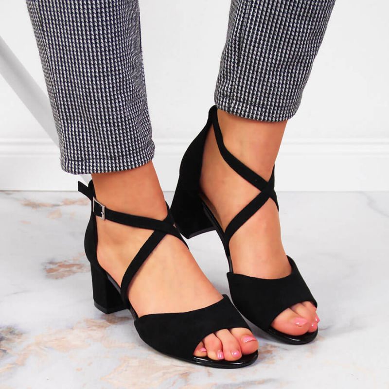 Inny Sergio Leone W SK367A black block heel sandals Túracipő